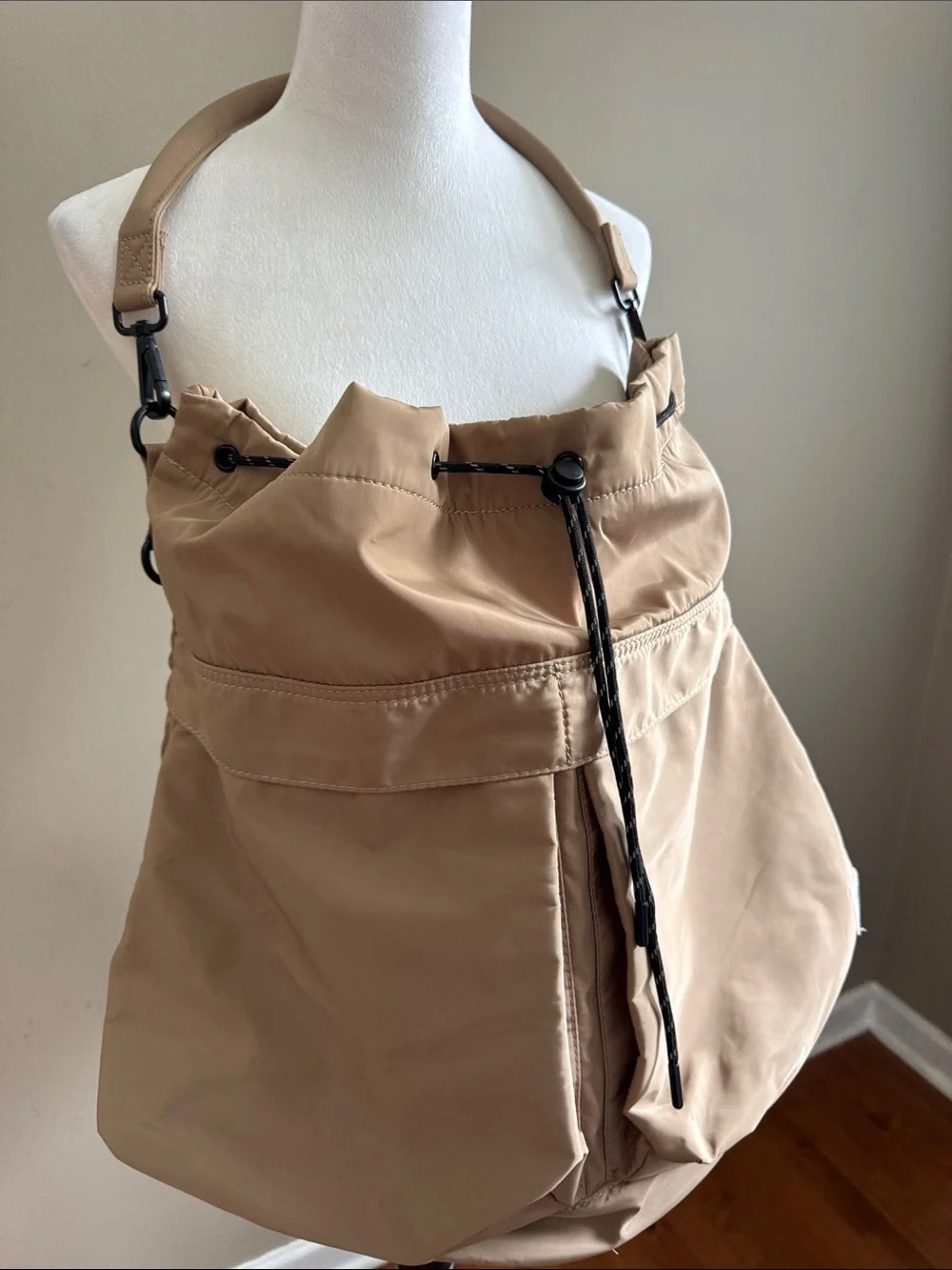 Free People Ego Boost Mega Bucket Sporty Oversized Lightweight Bag in Sand - NEW